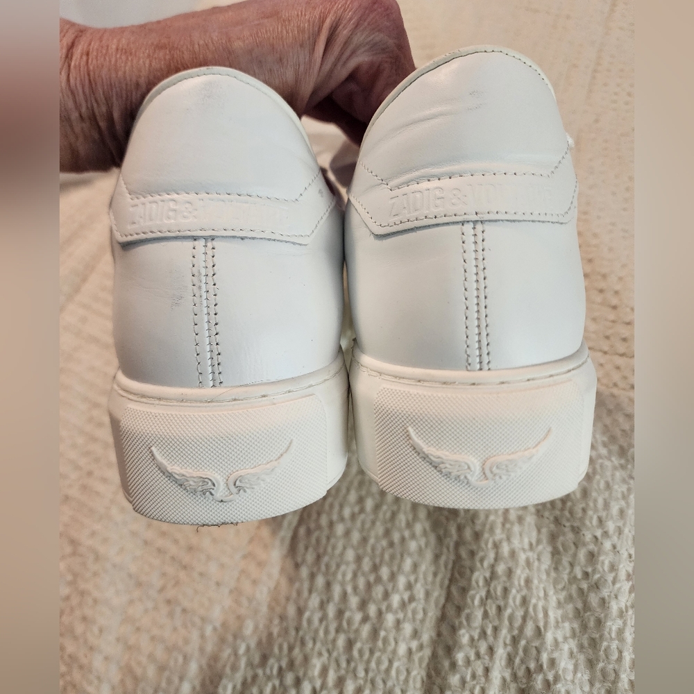 Zadig & Voltaire Women's White Leather Low-Top Sneakers New In Box Sz 40/9 $398 - Picture 9 of 11